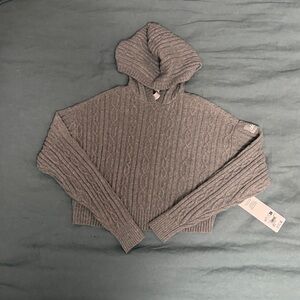 Alo Cable Knit Winter Bliss Hoodie | Heather Grey, Size XXS better way